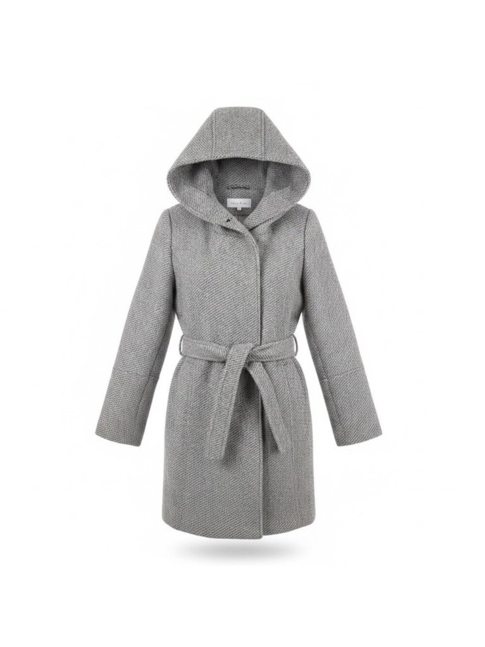 Calvin Klein Womens Gray Hooded Belted Coat Wool Blend Sz XL